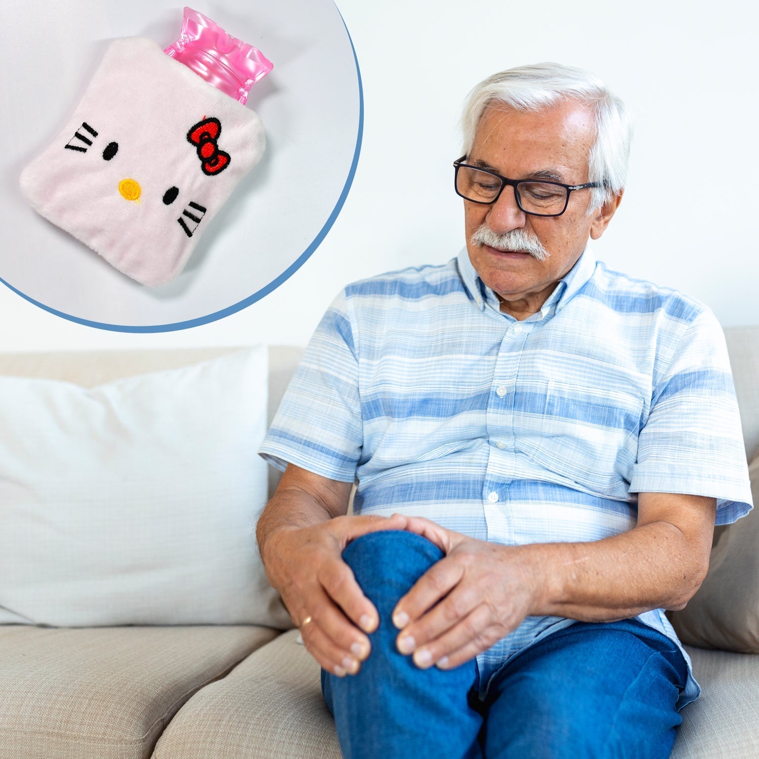 White Hello Kitty hot water bag for pain relief White Hello Kitty hot water bag for pain relief